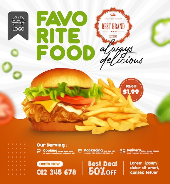 Burger żywności Z Frytkami Menu Restauracji Fast Food