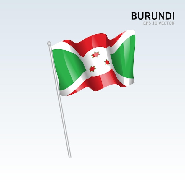 Burundi Macha Flagą Na Szarym Tle