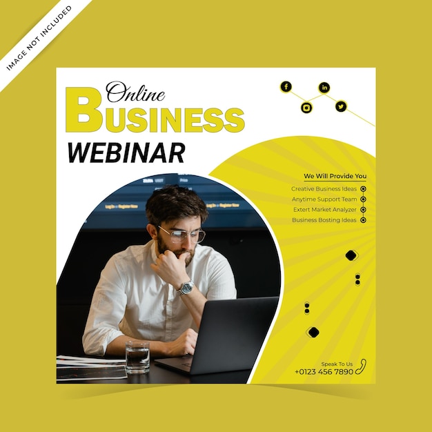 Plik wektorowy business online webinar marketing social media i szablon postów na instagramie