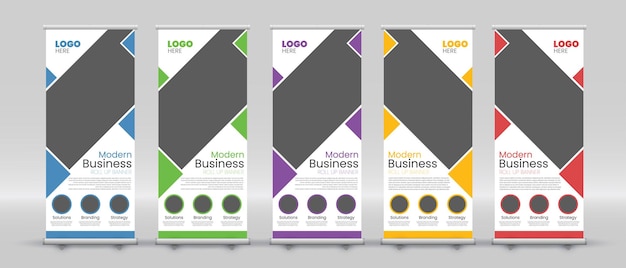 Business Roll Up Set Standee Design Banner Template Abstract Niebieski tło geometryczne