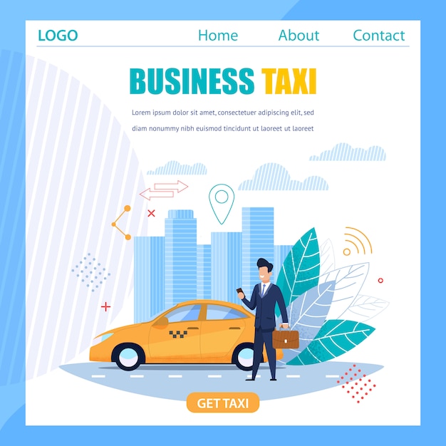 Business Taxi Banner I Yellow Cab Modern Mobile Service