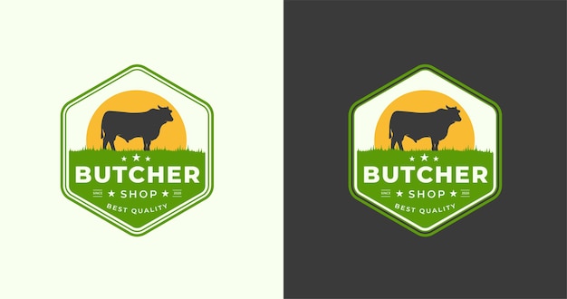 Butchery Logo Beef Badge Ekologiczny Sklep Mięsny Wektor I Projekt Etykiety