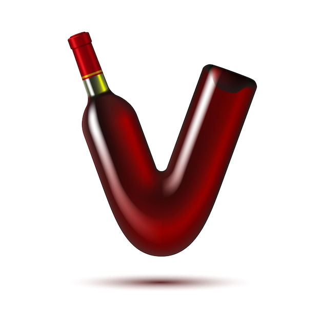 Butelka Czerwonego Wina W Kształcie Symbolu V.