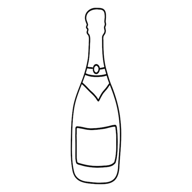 Plik wektorowy butelka szampana w stylu rysunku wektorowego wyizolowanego na białym tle