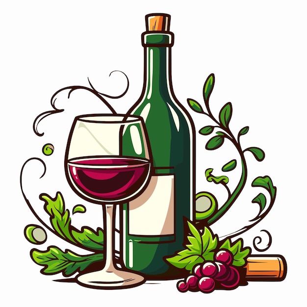 Plik wektorowy butelka wina i kieliszek wina wektora