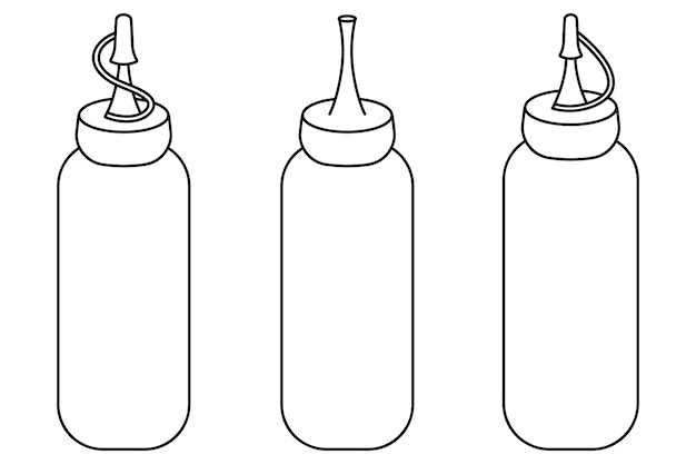 Butelki Z Musztardą Ketchupową I Majonezem W Stylu Doodle Sos Barbecue