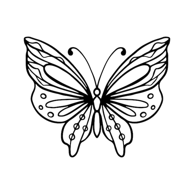 Butterfly line art Prosty minimalny motyl linia tatuaż ikona logo motyl Czarny i Biały