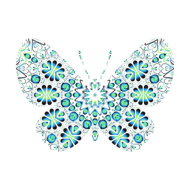 Butterfly Mandala Ornament Ręcznie Rysowane Wektor Może Być Użyty Do Drukowania Kartki Z życzeniami Na Telefon Tekstylny