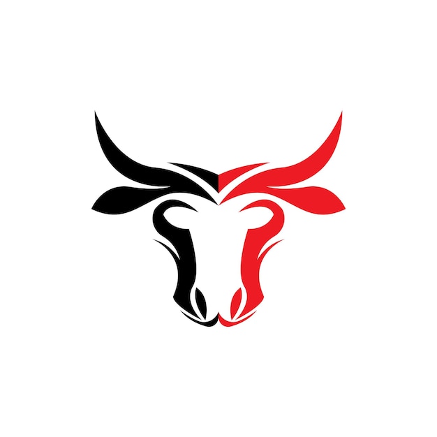 Byk Logo Design Głowa Byka Wektor Prosty Vintage Buffalo I Krowa Długi Róg