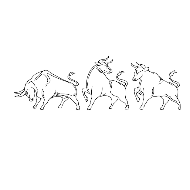byk ręcznie rysowane doodle ilustracje wektor zestaw