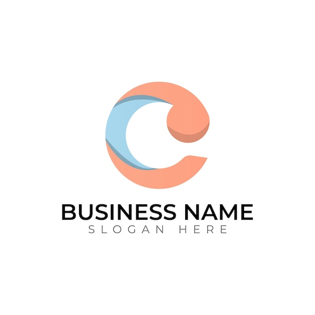 c abstract gradient 3d logo design