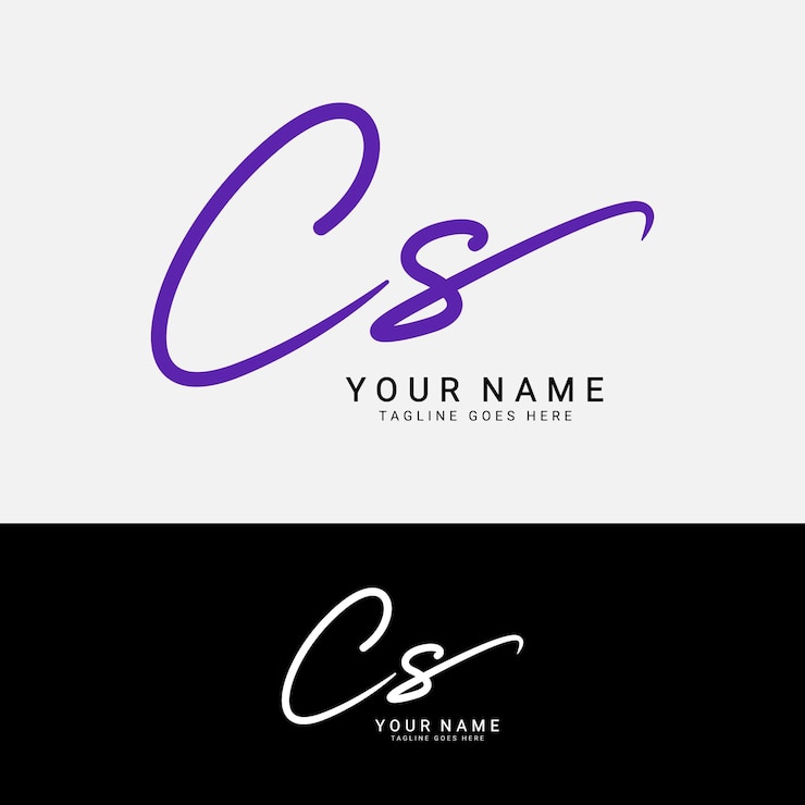 Wektor c s cs logo z literą początkową alfabet cs ręcznie napisane logo z podpisem