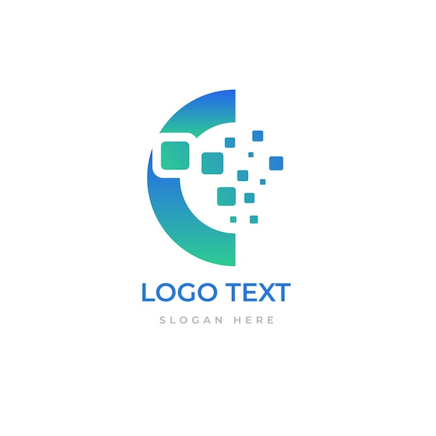 C zielony profesjonalny piksel latający wektor logo