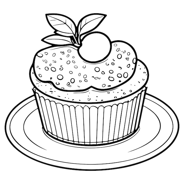 Cake Line Art Ilustracja Do Menu Ulotki Kawiarnia Restauracje Catering Ciasto Z Bitą śmietaną Koktajle