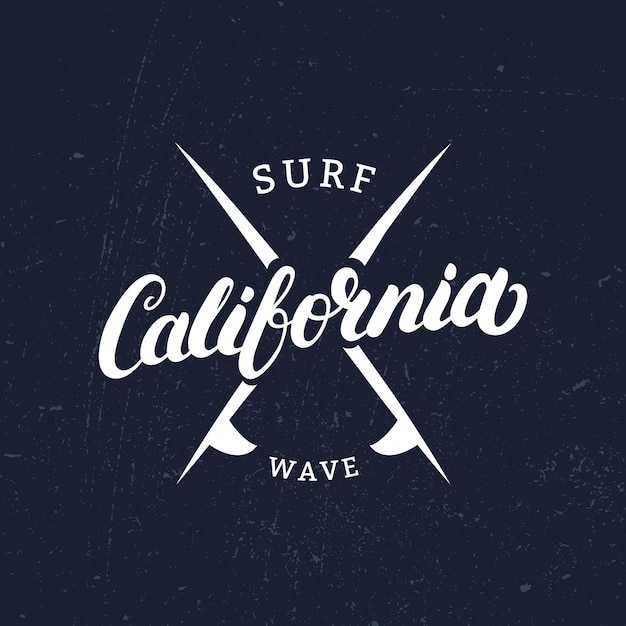 Plik wektorowy california odręczny napis z deski surfingowe.