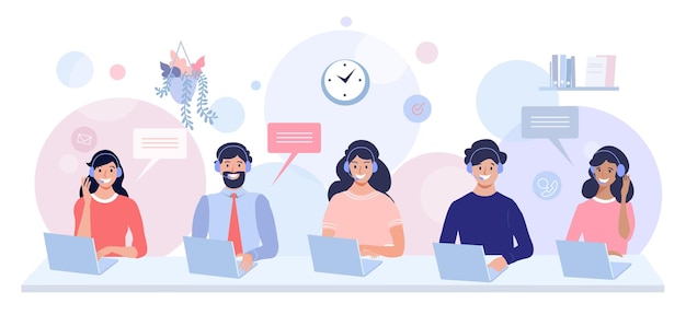 Call center i usługa wsparcia oraz ilustracja koncepcji Idealne do projektowania stron internetowych