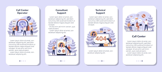 Call Center Lub Zestaw Banerów Aplikacji Mobilnej Pomocy Technicznej. Idea Obsługi Klienta. Wspieraj Klientów I Pomagaj Im W Rozwiązywaniu Problemów. Dostarczenie Klientowi Cennych Informacji.