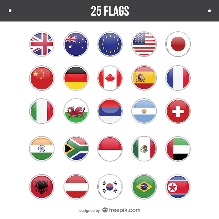 Wektor cały zestaw 25 flag