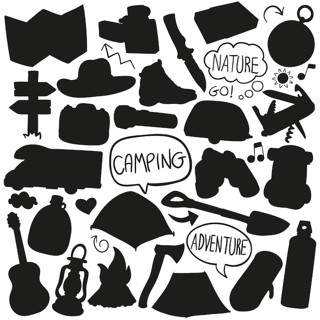 Camping Mountain Silhouette Vector Clip Art Design Shape