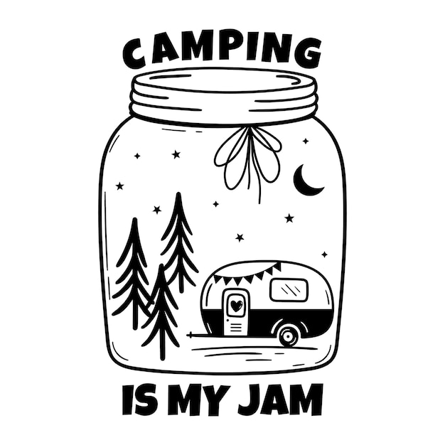 Camping Van W Mason Jar I Zabawny Napis Camping To Mój Jam Znak Podróży Turystyka Kempingowa