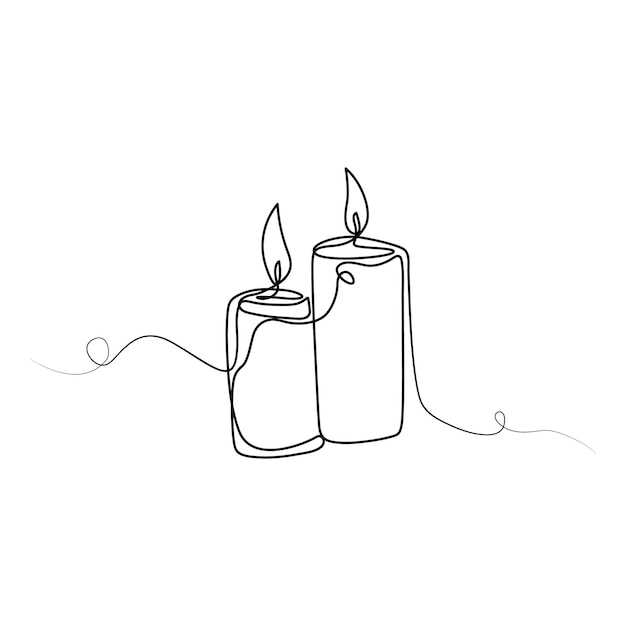Candle pojedynczy ciągły jeden linia linia wyciągnięta rysunek sztuki wektorowej i projektowanie tatuażu