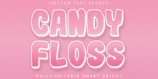 Candy Floss Vector W pełni edytowalny efekt tekstu inteligentnego obiektu