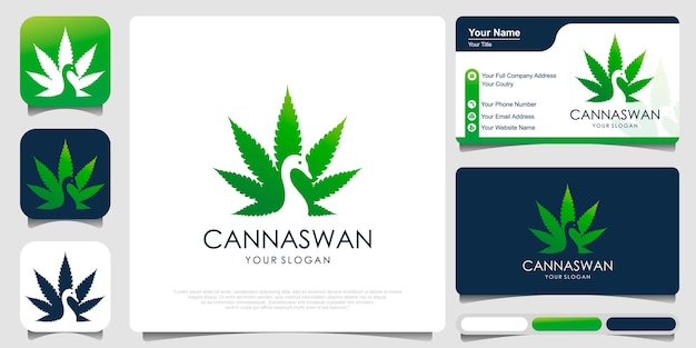 Cannabis Green Odznaka Logo Design Z Kombinacją Kaczki