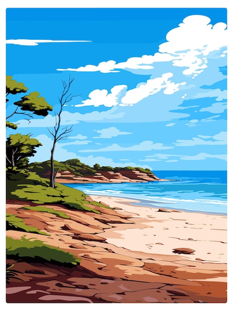 Plik wektorowy cape le grand national park australia vintage travel poster souvenir postcard portret malowanie wpa