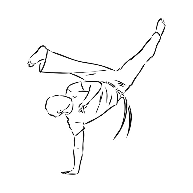 Plik wektorowy capoeira ikona sylwetka ilustracja taniec i sport brazylijski doodle szkic czarny znak capoeira