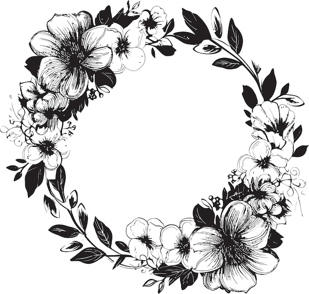 Plik wektorowy capricious petal boundary black frame design enchanting botanical outline vector icon