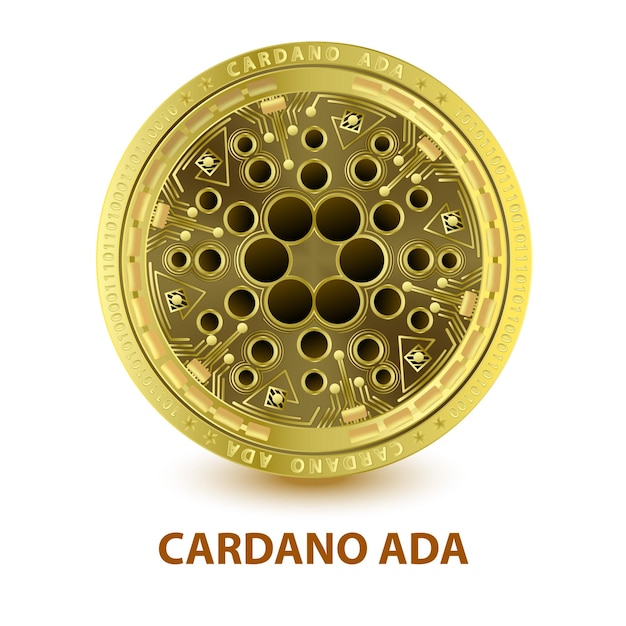 Cardano (ada) Moneta Złota Na Białym Tle Blockchain Kryptowaluty Przyszła Technologia Waluty.