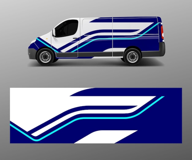 Cargo van wrap vector Graficzne abstrakcyjne wzory pasków do owijania pojazdu marki