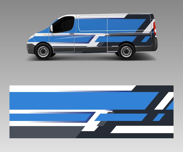 Cargo van wrap vector Graficzne abstrakcyjne wzory pasków do owijania pojazdu marki