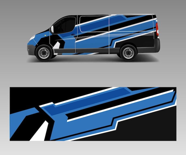 Cargo van wrap vector Graficzne abstrakcyjne wzory pasków do owijania pojazdu marki