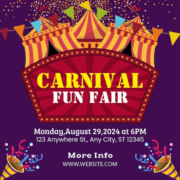 Carnival Fun Fair banner design social media post szablon