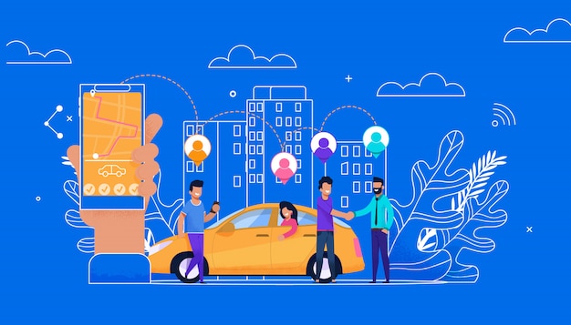 Carsharing Online Proste Mieszkanie. Postać Pasażera