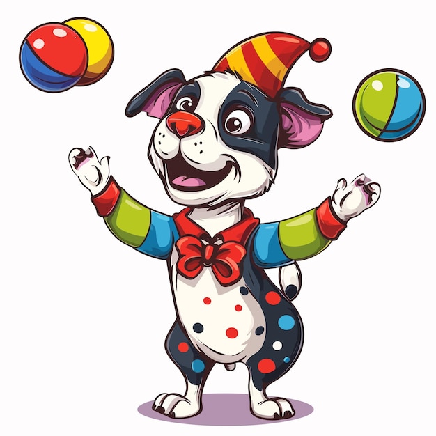 Plik wektorowy _cartoon_dog_as_dressed_as_a_clown_juggling