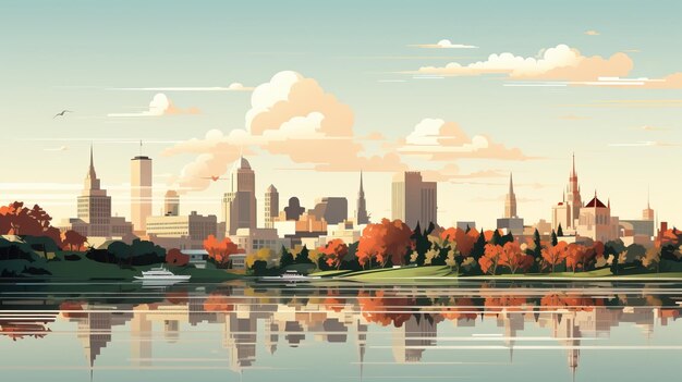 Plik wektorowy cartoon flat design city landscape scene vector illustration art scenery opracowane