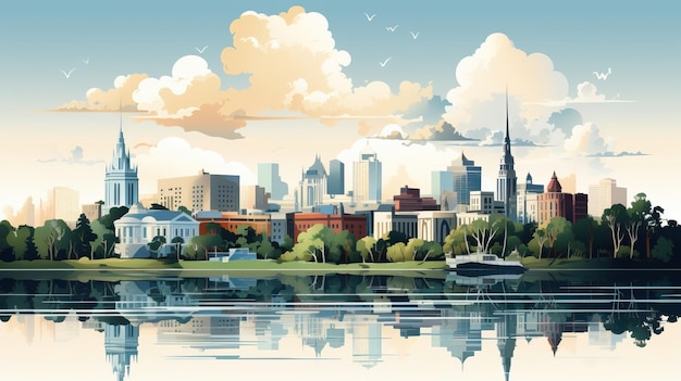 Plik wektorowy cartoon flat design miasto krajobraz scena wektorowa ilustracja art scenery
