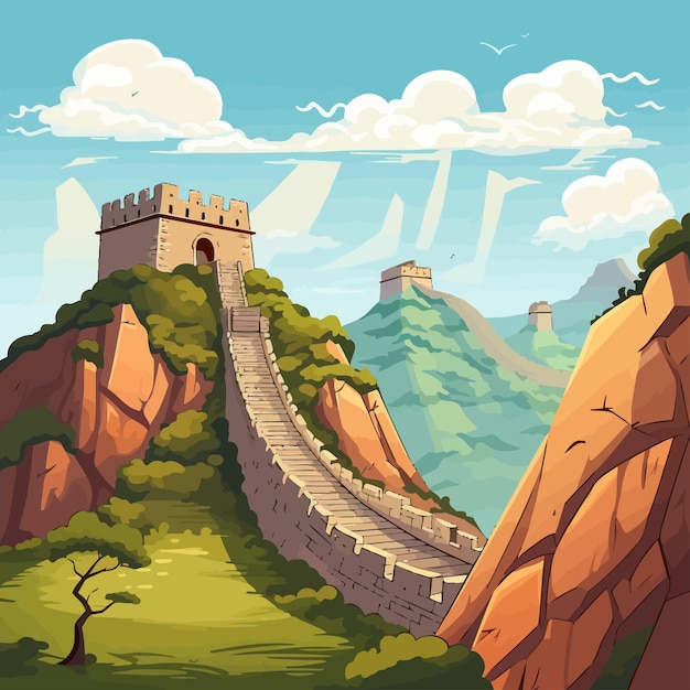 Plik wektorowy cartoon_great_wall_of_china_vector_illustration