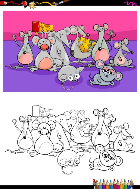 Cartoon Mice Animals Coloring Book