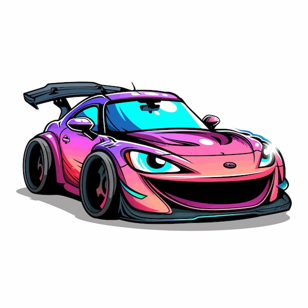 Cartoon_sport_carcoloring_page_and_colorful