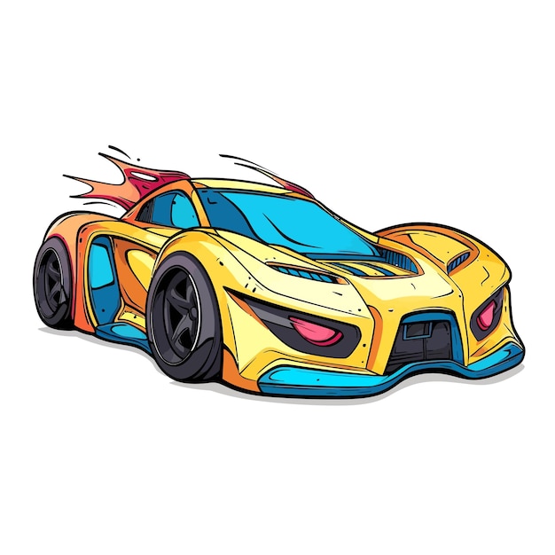 Cartoon_sport_carcoloring_page_and_colorful