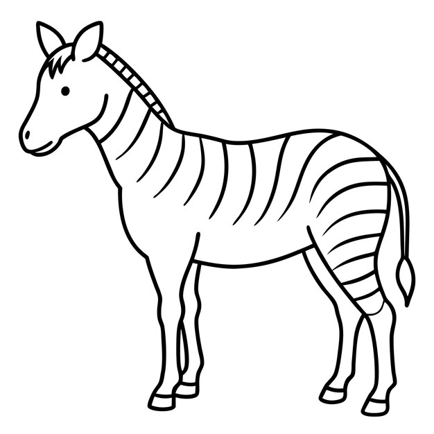 Cartoon Style Simple Line Art Rysunek Chapmans Zebra Wektorowy Projekt i Ilustracja