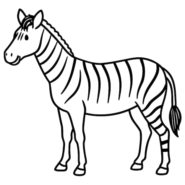 Cartoon Style Simple Line Art Rysunek Chapmans Zebra Wektorowy Projekt i Ilustracja