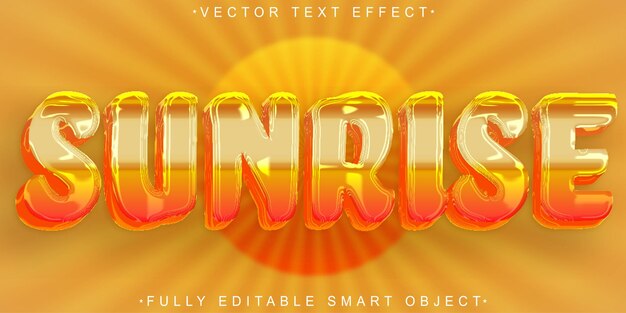 Cartoon Sunrise Vector W pełni edytowalny efekt tekstu inteligentnego obiektu