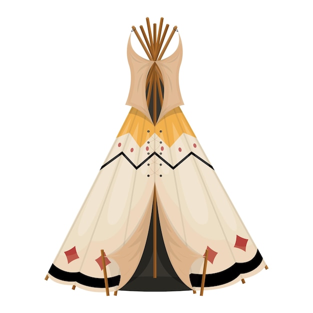 Cartoon Tee Pee Tradycyjnych Rdzennych Amerykanów Wigwam Ilustracji Wektorowych