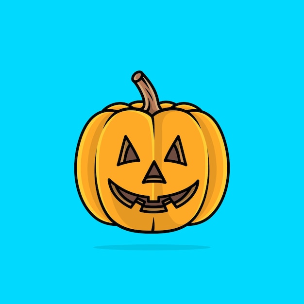 Cartoonish Wektor Halloween Dynia Ze świecą W środku. Szczęśliwa Twarz Halloween Dynia Na Tle