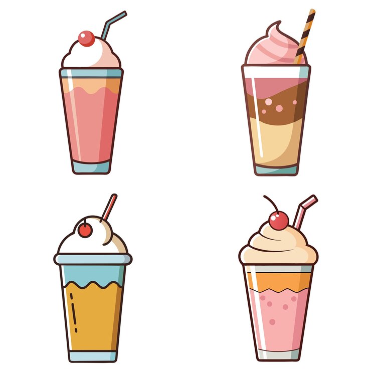 Wektor cartoonstyle milkshake clipart zabawny i kremowy projekt wektorowy na białym tle