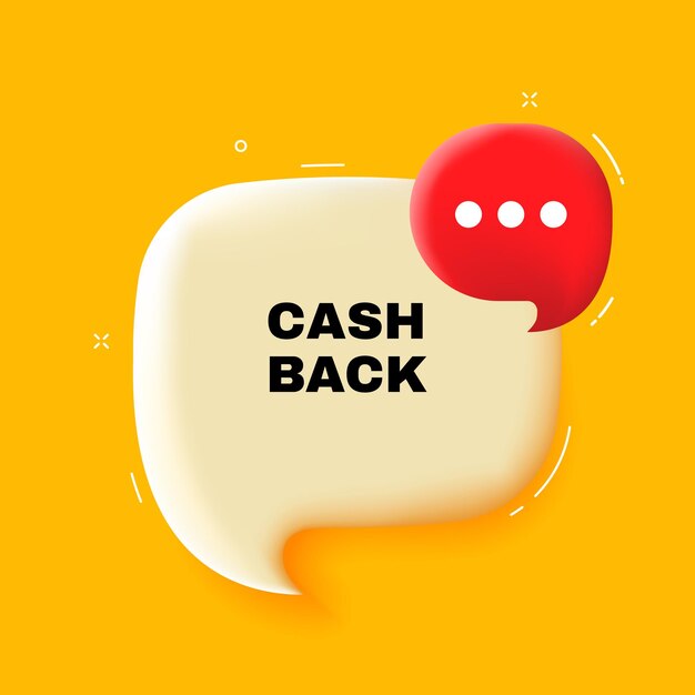 Cash Back Dymek Z Tekstem Cash Back 3d Ilustracji Styl Pop-art Wektor Linii Ikona Dla Biznesu I Reklamy